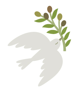 オリーブをくわえた鳩